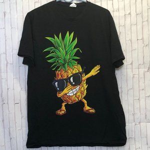 Pineapple Sunglasses T-Shirt Unisex Size XL Black Short Slevees Funny Tee‎